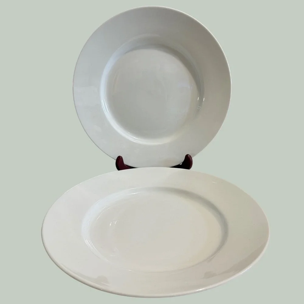 Pottery Barn Great White Charger Plates Set of 2 White Porcelain 12 Inch Round